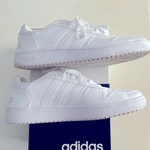 All white Adidas shoe- size 9 worn once